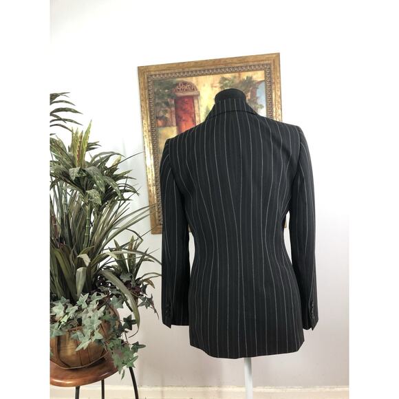 Kasper Blazer Womens 4 Black 3 Buttons Fitted Office Clueless Preppy Long Sleeve - Picture 4 of 9